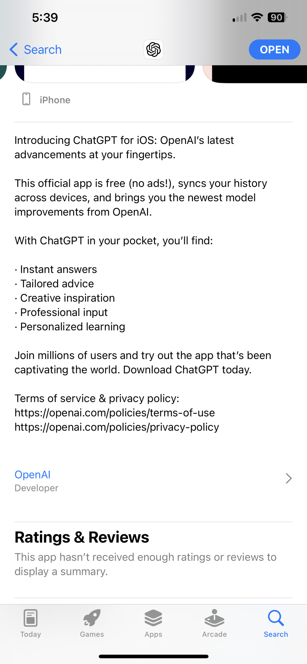 A screenshot of the marketing copy for OpenAI’s chat GPT app that describes it as a source of advice without any caution or disclaimer.